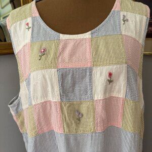 Victoria Jones Woman Patchwork Cottage Embroidered Check Gingham Dress 2X